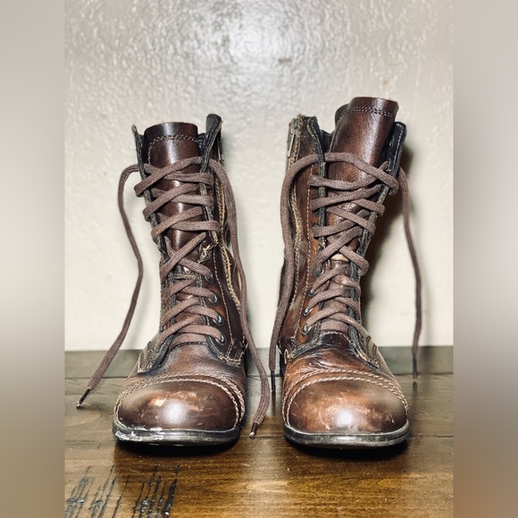 STEVE MADDEN TROOPA BROWN LEATHER BOOTS 6.5 WOMEN - Picture 3 of 4